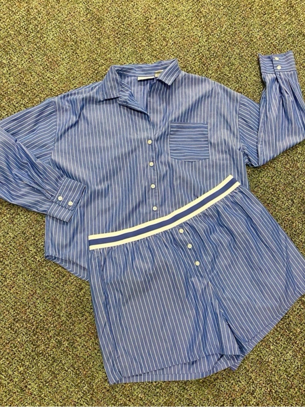 Caroline Constas 2 Piece Blue/White Stripe Lounge Set Size Medium